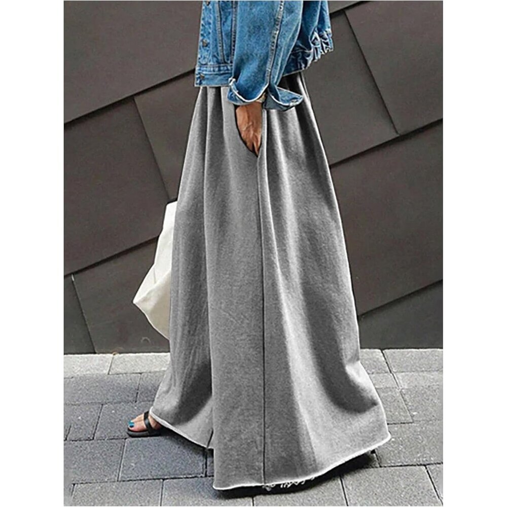 Women's Wide Leg Sweatpants High Waist Flowy Palazzo Lounge Pants - Picture 2 of 4